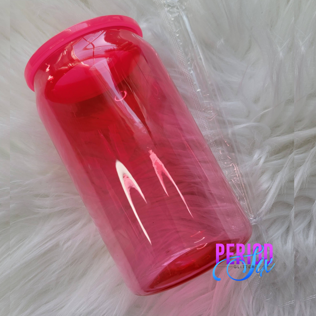 16oz Soda Can - Acrylic (Plastic) Bold Pink Jelly