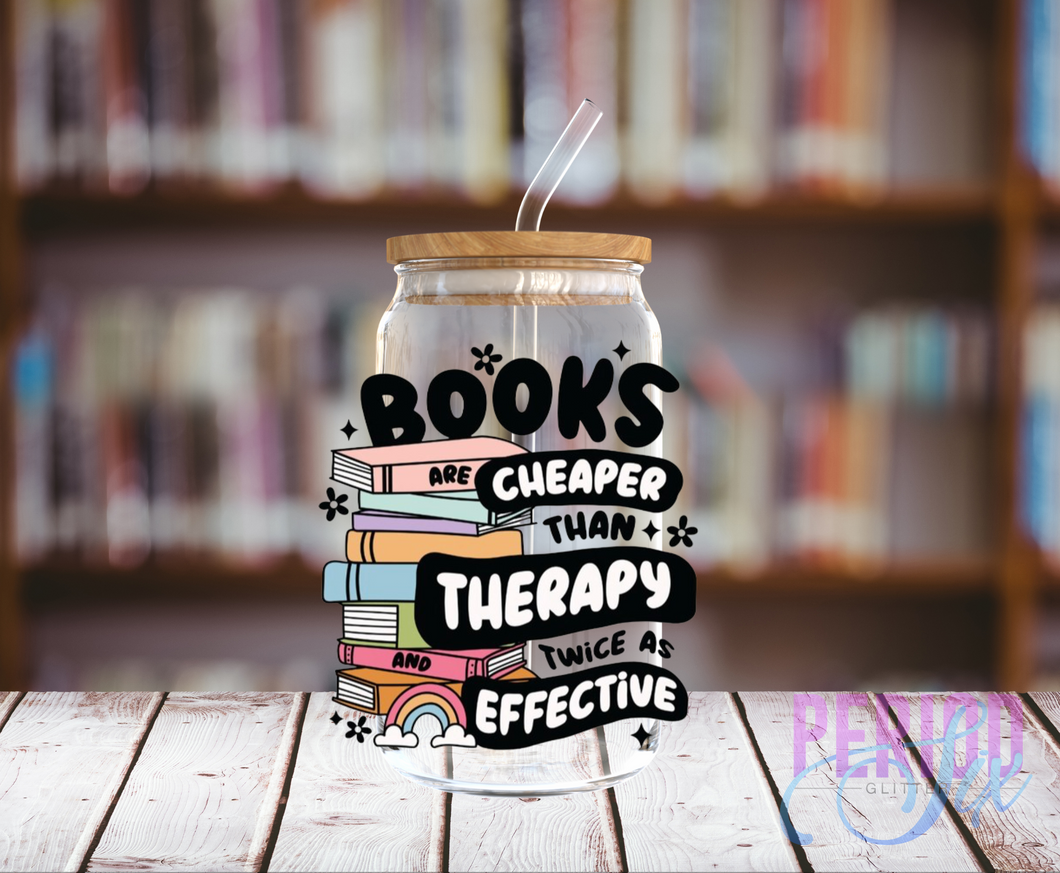 Books Are Cheaper Than Therapy UV DTF Decal