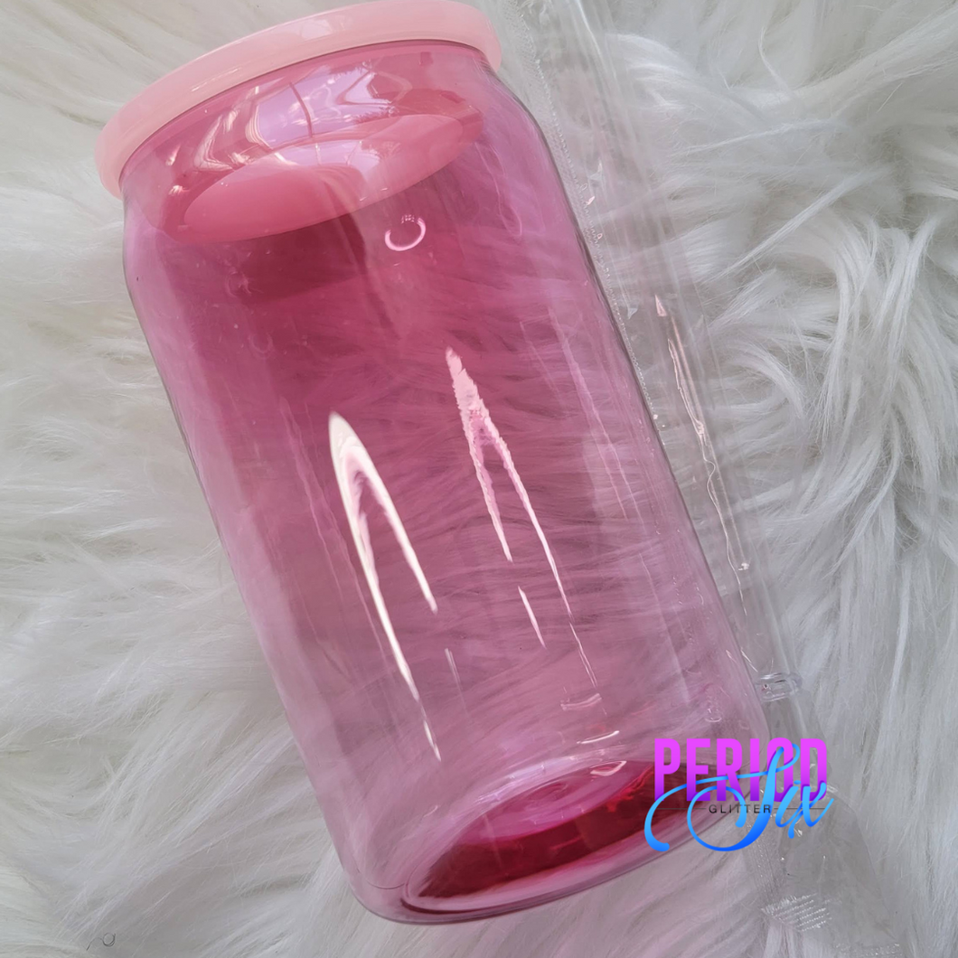 16oz Soda Can - Acrylic (Plastic) Light Pink Jelly