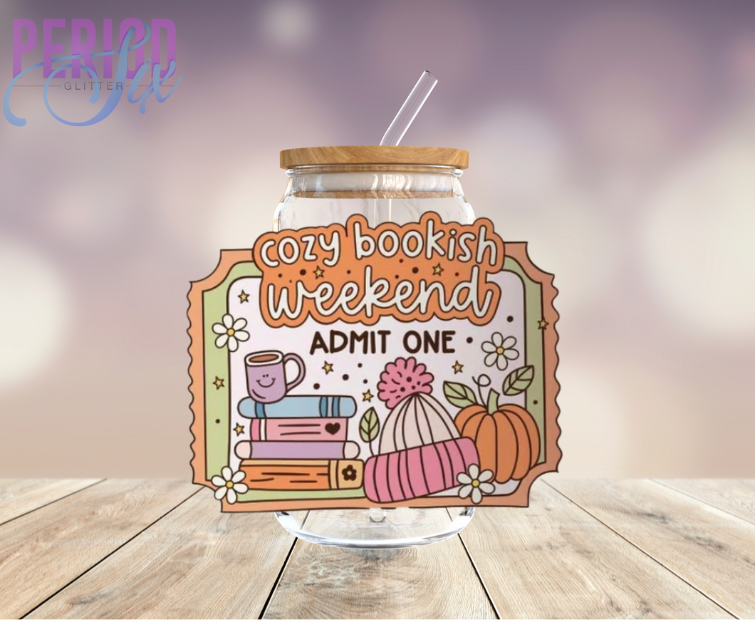 Cozy Bookish Weekend Ticket UV DTF Decal