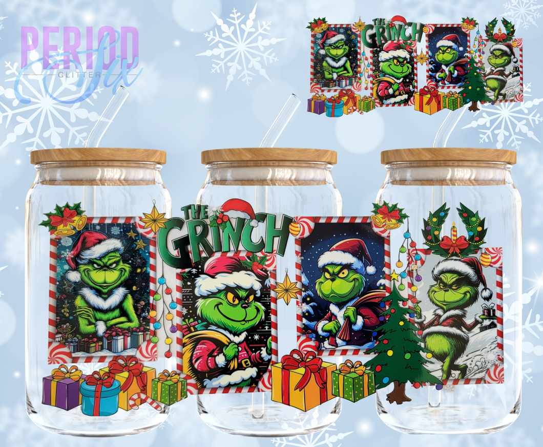 Grinch 3D Christmas Presents UV DTF Wrap