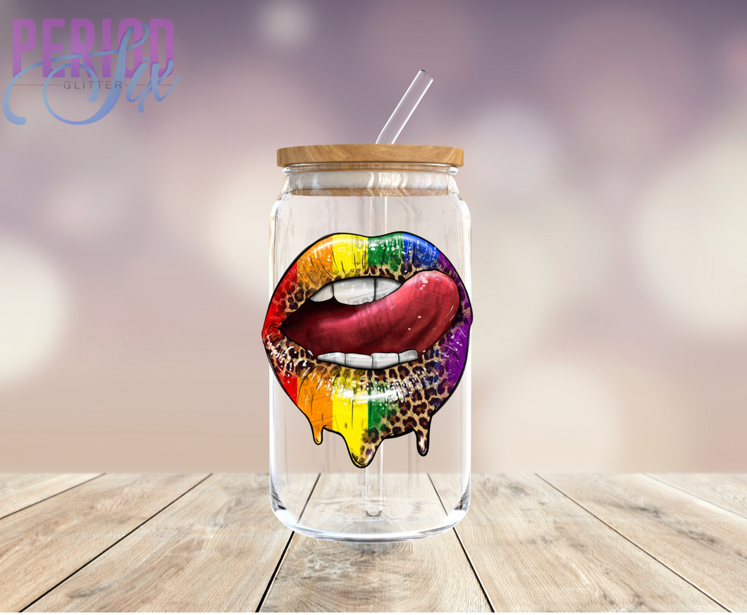 Rainbow Drip Lips UV DTF Decal